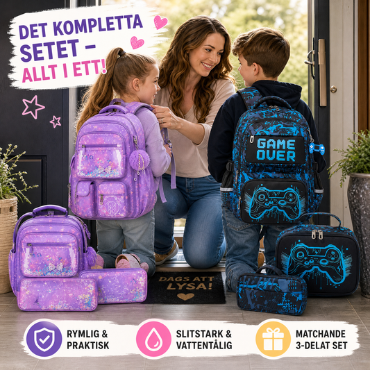 3-i-1 ryggsäcksset – Allt ditt barn behöver för en enklare skolstart 🎒✨