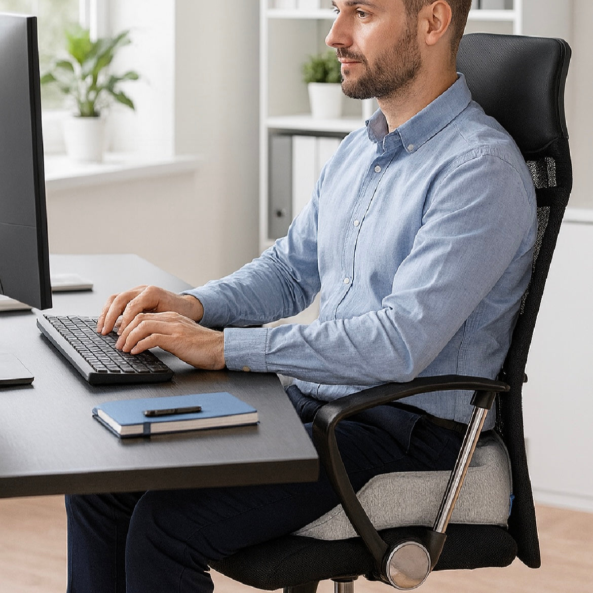 ErgoComfort™ – Ergonomisk Sittdyna & Ryggstöd