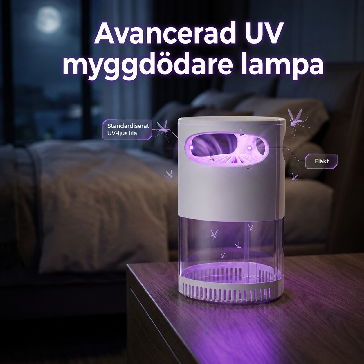 MyggFri™ – Tyst UV-Mygglampa